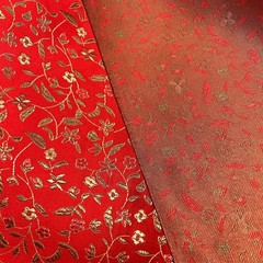 Vivienne RED GOLD Floral Brocade Chinese Satin Fabric by the Yard – 10041
