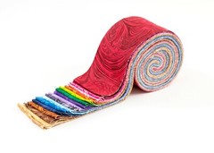 2.5 inch Rainbow Swirl Jelly Roll 100% cotton fabric quilting 17 strips Marble