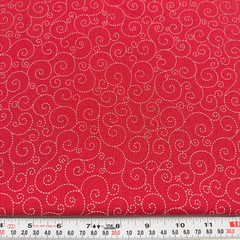 Dash Swirls on Slightly Muted Red Timeless Treasures Cotton Remnant 10″ x 43″