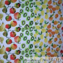 BonEful Fabric FQ Cotton Quilt White Rainbow Fruit Stripe Strawberry Blue*berry