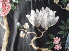 Rockbird GP & J Baker England Cotton Chintz Fabric Birds Floral 61×51 RARE 80’s