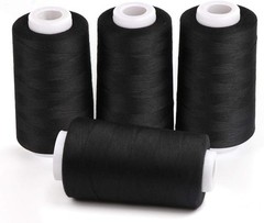ilauke 4 x 3000 Yards Serger Thread Spools Black Polyester Sewing