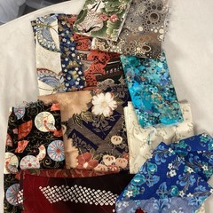 Oriental Fabric Scrap Lot 10 Pieces Quilting Cotton Fabric Mixed Colors