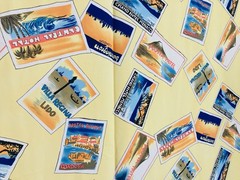 JoAnn Fabrics Yellow Hotels of the World Fabric 5 yards Beaches Italy Spain Japa