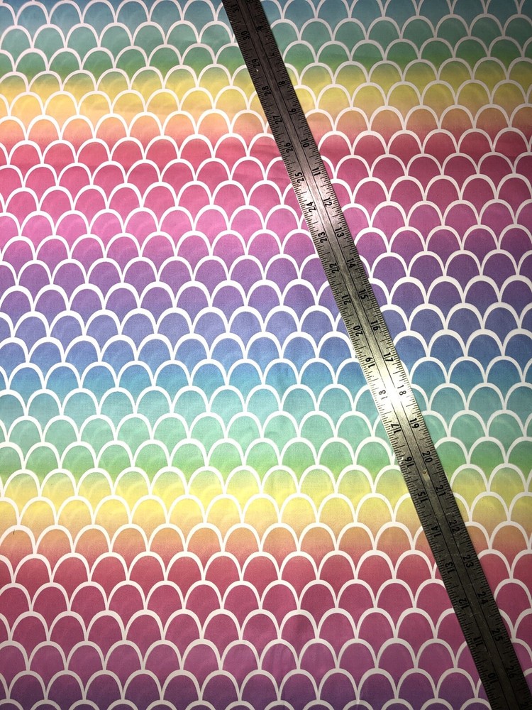 Mermaid Scales Colorful Cotton Fabric 1/2 Yard (17.5 By 44”) New