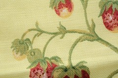 Vtg Yellow w/ Strawberries Decorator Fabric Richloom 1998 Approx 55″x37″ Craft