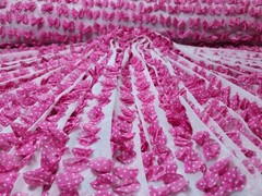 Fabric By The Yard Pink Lace 3d Polka-dot Bows Embroidery On Mesh Clothing Girls