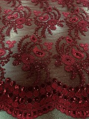 Sedona Designz 48″/50″ Wide Corded Floral Lace Fabric with 1 Yard, Burgundy