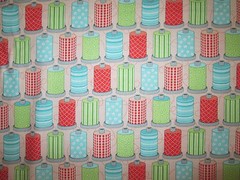 THREAD YARN SPOOLS SEWING ITEMS BRIGHT COLORS COTTON FABRIC BTHY