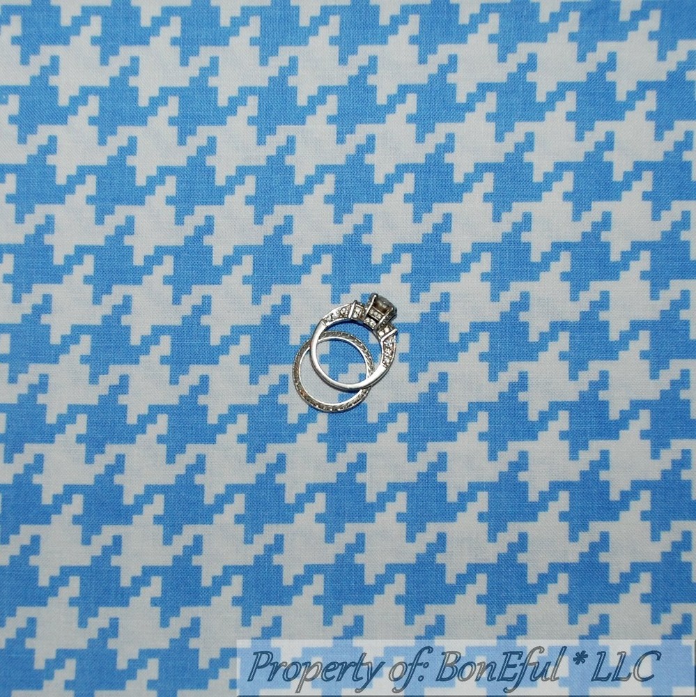 BonEful Fabric FQ Cotton Quilt Blue White Tone Tonal Block Check Retro Stripe US