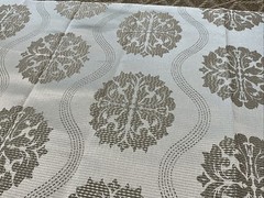 Designer Fabric Remnant Beige & Silky Silver Thread 21” X 54”