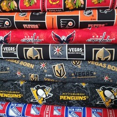 NHL Hockey Cotton Fabric By The 1/4 Quarter Yard – PICK TEAM – 9″L x (42-44″W)