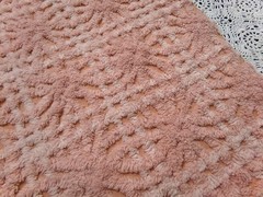 Vtg Chenille Bedspread Fabric 14×19″ Blush Pink Starburst Quilt Material
