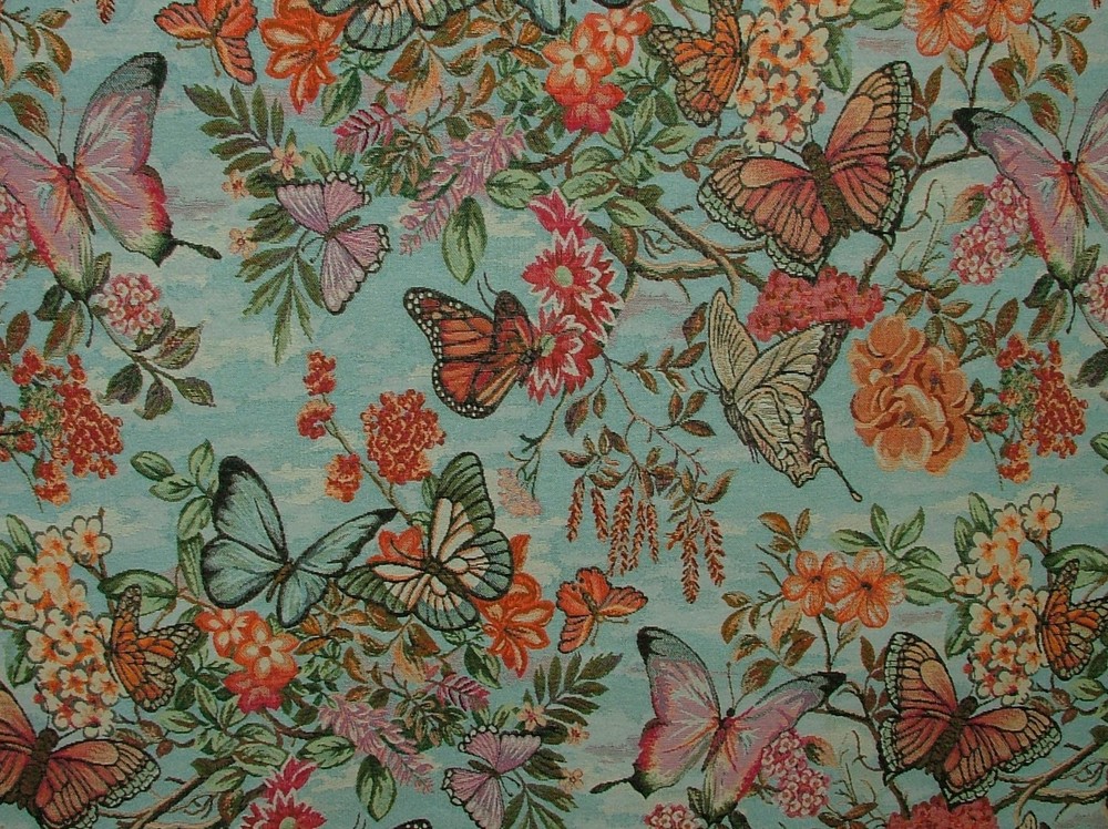 Curtain Upholstery Tapestry Fabric “Butterflies In The Sky” Cushion Chair Pads