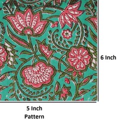 5 Yard Hand Block Printed Canvas Duck Upholstery Curtain Fabric 50″ Wide Green