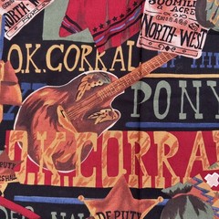 Vtg Hoffman International Fabrics High Noon Western Cowboy Cotton Fabric 1.38 Yd