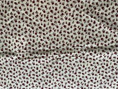 SCHWARTZ LIEBMAN FABRIC~Floral Cream Maroon~SMALL PRINT~Cotton Single Cut~44×97~