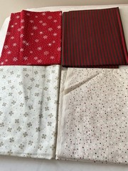 Holiday Winter Theme Quilting Sewing Crafts Fabric Lot Snowflake Red Green White