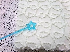 Light Green Vtg Chenille Bedspread Fabric, Texturized Curly Loops 18×24″ Piece