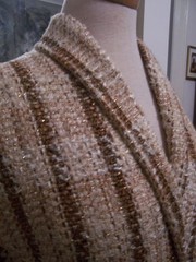 5.5yds UNIQUE DESIGNER HANDWOVEN SUIT FABRIC CHAMPAGNE COPPER METALLIC EYELASH