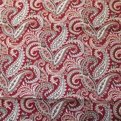 David Textiles Cotton Fabric floral Paisley on Burgundy Red 19″ x 44″