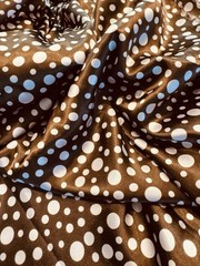 Baby Pink Polka Dots Chocolate BROWN silky poly FABRIC 10 YDS 55″W Dress Fabric