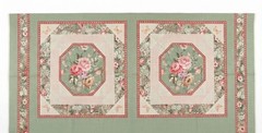 Vintage Cabbage Rose Butterfly Pink Green Fabric Panel Crafts Pillows Sweatshirt