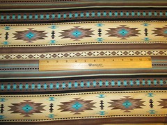 Navajo Indian Tan Brown Cream Teal Border Print Cotton Fabric BTHY