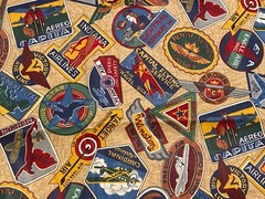 VIP Cranston Vintage TRAVEL Luggage LABELS Cotton Quilt FABRIC 1 yard