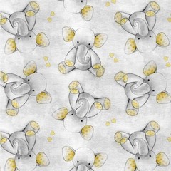 Luxury Anti Pill Fleece Fabric Precut 1.5 Yard Gray Sleepytime Elephants