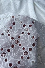 Cotton Embroidered Cutwork Eyelet Lace Fabric Floral Dress Wedding Kids Craft