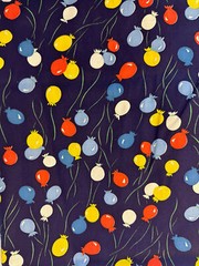 Navy blue cotton balloon print fabric 42″ x 46″