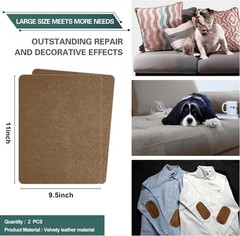Quick Fix Self-Adhesive Velvet Patch for Sofa Repairs – 2 Pcs Brown 9.5″ x 11″