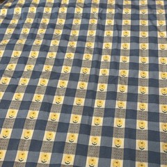 27” wide x102”New Silk Taffeta Fabric with Embroidery, Check/Plaid, yellow Rose
