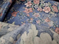 Vintage Floral Dusty Rose White Eyelet Cotton Fabric Lot 3pc Destash Craft