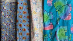 Set Of 4 Blue Baby Themed Fabric Pcs Cotton See Description Below