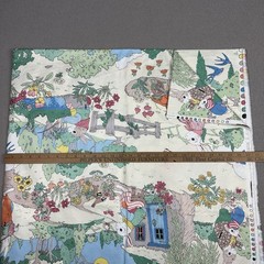 Vtg 90s 3.8yd Cyrus Clark Storybook Fabric Mr Bunny Rabbit Dupont Teflon 138X55”