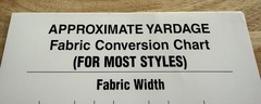 2 Fabric Conversion Charts – 1 Cardboard & 1 Laminated w Sticker Backing