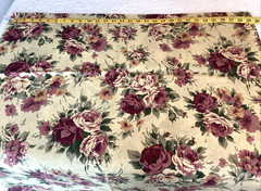 Vtg Cranston Printworks Fabric Roses Floral Cottagecore Romantic Mauve 60″x143″
