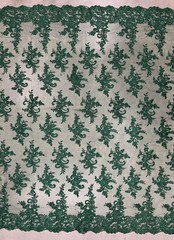 Tess HUNTER GREEN Polyester Floral Embroidery with Sequins on Mesh Lace Fabric