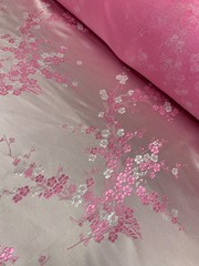 Kori LIGHT PINK Plum Blossom Floral Brocade Chinese Satin Fabric for Cheongsam/