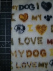 I LOVE MY DOG WORDS CREAM PUPPY HEART FLEECE FABRIC 1 YARD 36″ X 60″