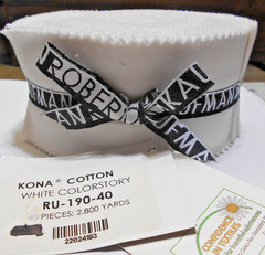 ROBERT KAUFMAN #RU-190 40 KONA COTTON SOLID WHITE JELLY ROLL
