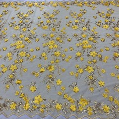 3D Floral Lace Fabric by Yard – Luxury Embroidered Bridal Mesh VT-35