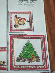 2) 1981 Teddy Bear Half Apron Fabric Panels Vintage Christmas Patch Press #603