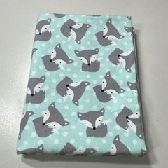 Joann Snuggle Flannel Cotton Fabric Aqua Gray White Fox Print 1 yd.