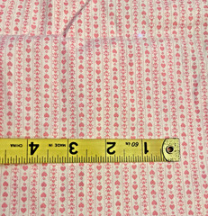 VTG Ditzy Cottagecore Tiny Pink Hearts Vertical Stripes on White BTFQ
