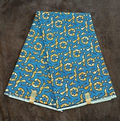 Blue & Yellow African Wax Print Fabric – 6 Yards | Bold Paisley Ankara Fabric