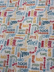 Animal Sounds Word Print Cotton Fabric 20×40″ Multicolor Quilting Sewing