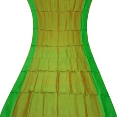 Vintage Green Dual Tone 100% Silk Handloom Sari Remnant 4YD Craft Fabric Scrap